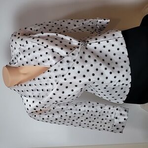 Bay Studio Evening Blouse White w/Black Polka-dots Elegant
